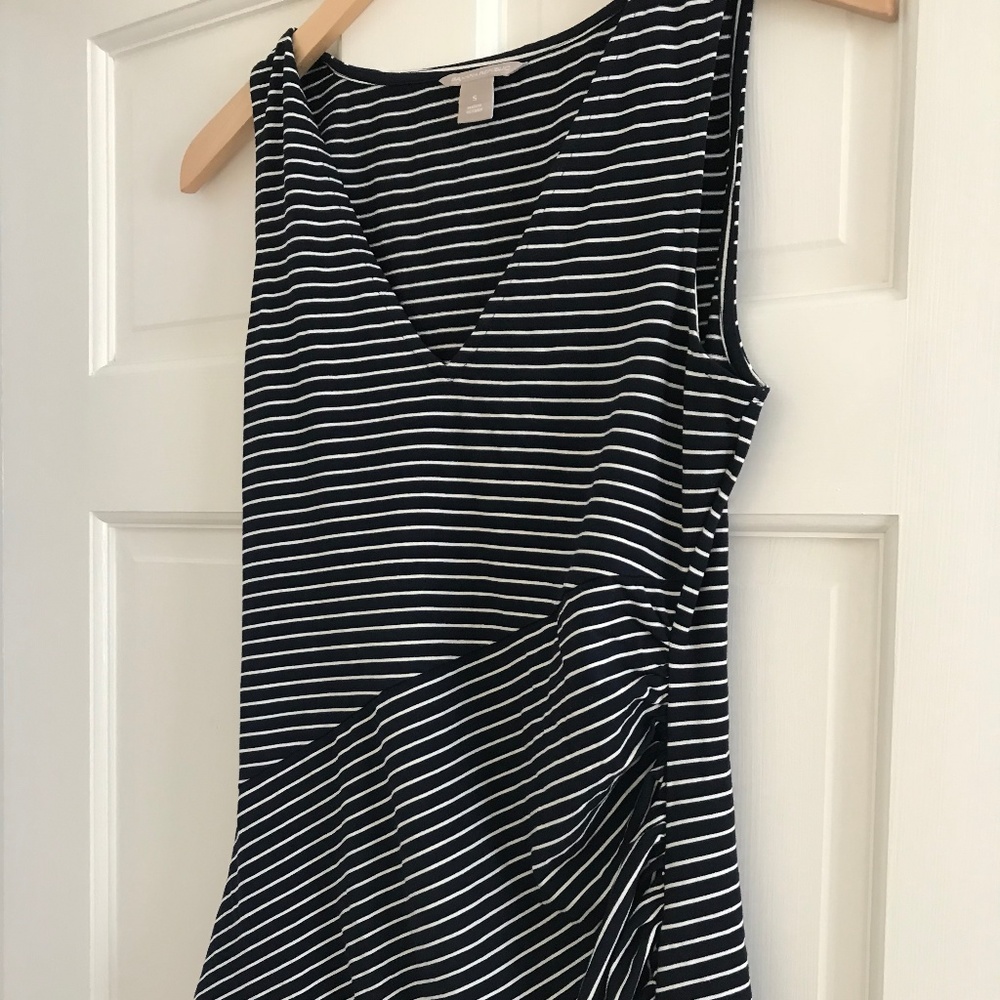 Banana Republic Navy and White Striped Tank